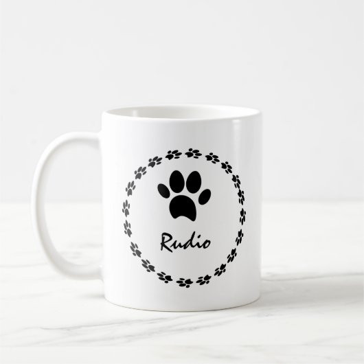 Mug Photo de patte de chaton mignon avec nom (Gauche)