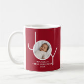 Mug Photo de premier Noël de bébé rouge (Gauche)