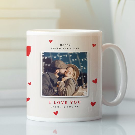 Mug Photo de Saint-Valentin Cœurs Rouges Mignons