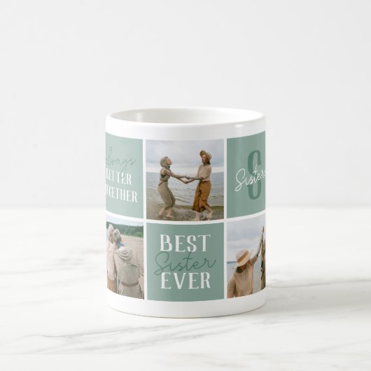Mug Photo de soeur moderne Collage Vert (Centre)