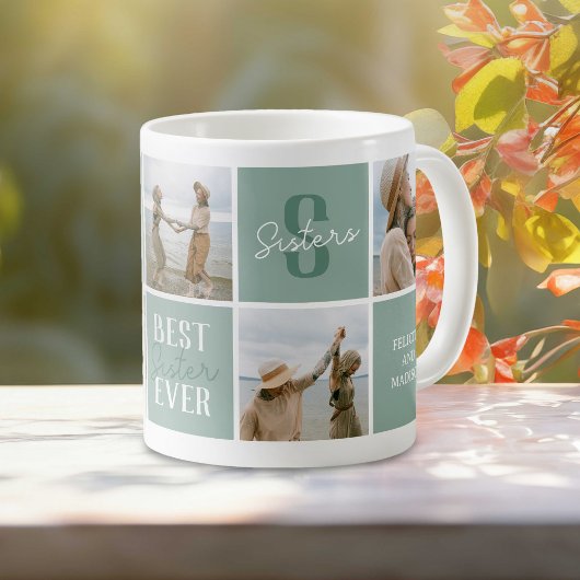 Mug Photo de soeur moderne Collage Vert