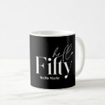 Mug Photo de typographie minimaliste moderne 50e anniv<br><div class="desc">Typographie minimaliste moderne simple noir et blanc 50e anniversaire photo mug cadeau. Une collection contemporaine.</div>
