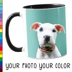 Mug Photo de votre chien sur une couleur personnalisée