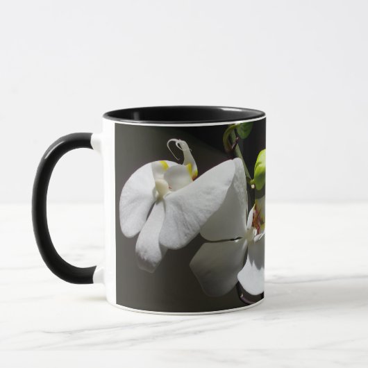 Mug photo d'orchidée blanche, photo à fleurs blanches (Gauche)