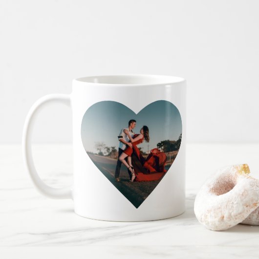 Mug Photo du coeur avec messages d'amour violet et rou (Avec donut)