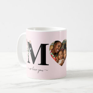 Mug Photo du coeur floral We Love You Maman Fête des