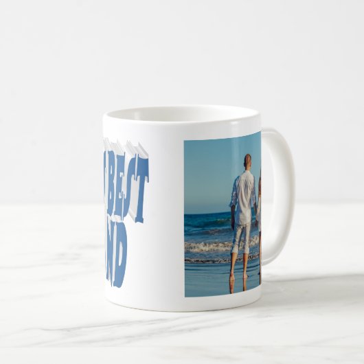 Mug Photo du mari avec texte bleu mer (Devant droit)