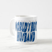 Mug Photo du mari avec texte bleu mer (Devant gauche)