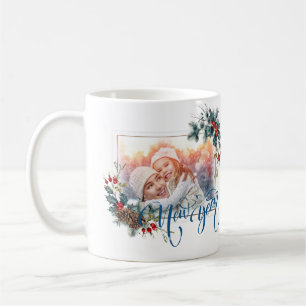 Mug Photo du Nouvel An Hiver en style bleu