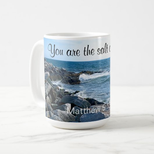 Mug Photo du sel marin de la Bible de la Terre Verse (Devant gauche)