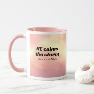 Mug Photo d'un ciel rose Il calme la tempête Verset de