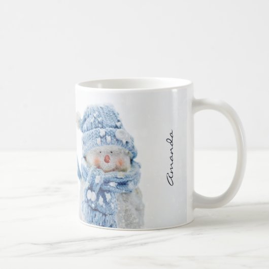 Mug Photo d'un mignon bonhomme de neige en hiver - Noë (Droite)