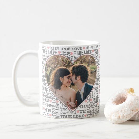 Mug Photo en forme de coeur Véritable Valentin d'amour (Avec donut)