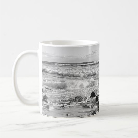 Mug Photo en noir et blanc des vagues de l'océan Atlan (Gauche)