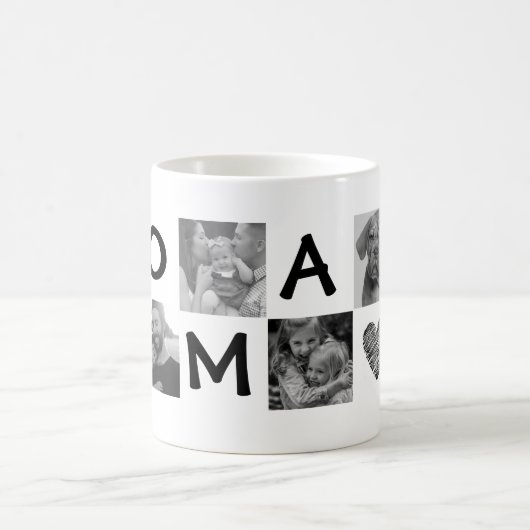 Mug Photo en noir et blanc pour grand-mère ou grand-pè (Centre)