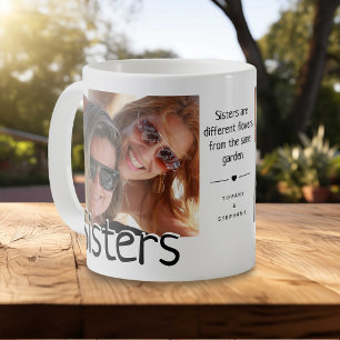 Mug Photo et citation de sœur/s moderne Famille ador
