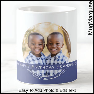Mug Photo et message personnalisés Blanc et bleu Mémoi