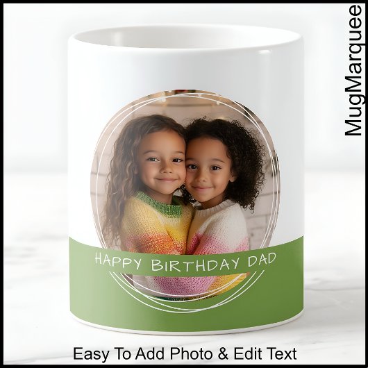 Mug Photo et message personnalisés blanc et vert Mémoi