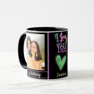 Mug Photo et nom d'anniversaire heureux et moderne