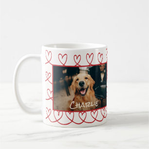 Mug Photo et nom du chien Motif de coeur tiré à la mai