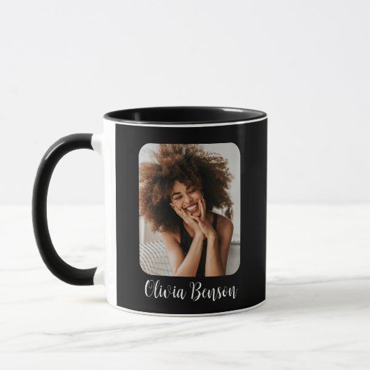 Mug Photo et nom personnalisés modernes Créez le vôtre (Gauche)