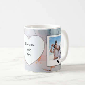 Mug photo et texte personnalisé - Marbre bleu clai