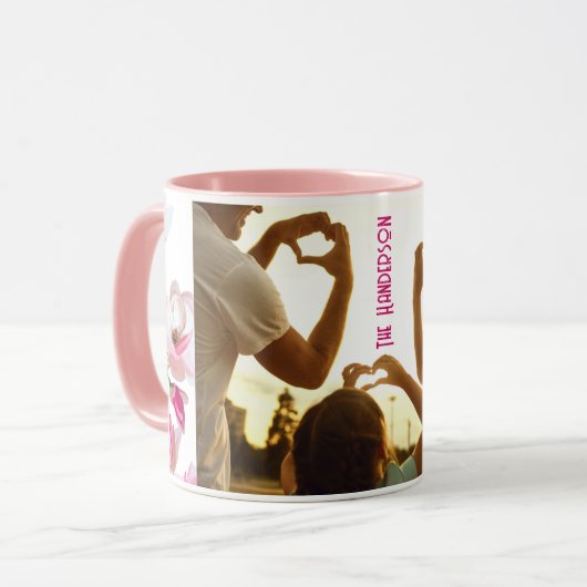 MUG PHOTO FAMILIALE SIMPLE ROSE (Devant gauche)