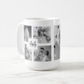 Mug Photo Famille Collage tendance Noir & Blanc Initia (Devant gauche)
