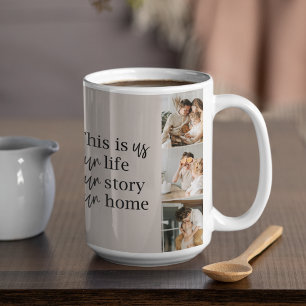 Mug Photo Famille Couple Moderne & Citation Famille Lo