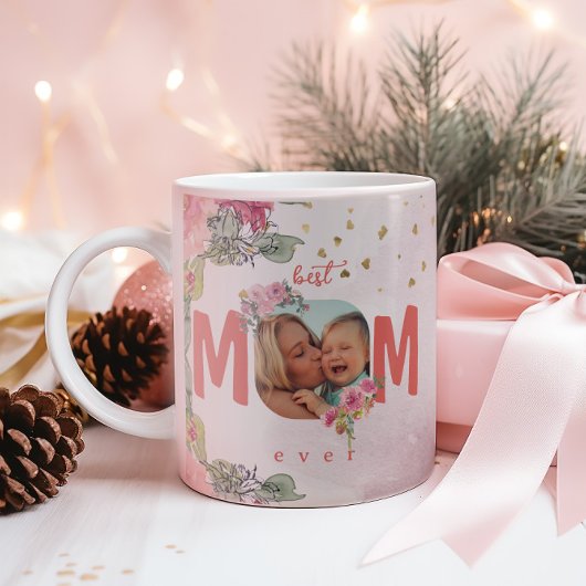 Mug Photo Florale Rose Pour La Meilleure Maman Jamais