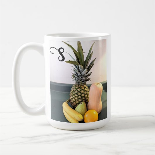 Mug Photo Fruit avec Verse Bible sur mesure Initiale (Gauche)