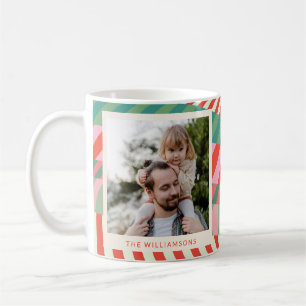 Mug Photo géométrique moderne coloré rouge vert rose 