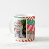 Mug Photo géométrique moderne couleur rouge vert rose (Devant gauche)