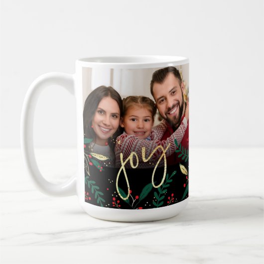 Mug Photo Joy Black Red Green Gold Green Noël (Gauche)