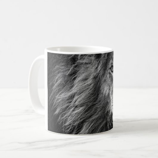 Mug Photo Lion noir et blanc (Devant gauche)