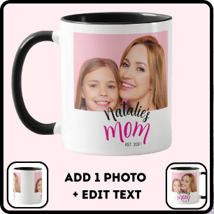 Mug Photo Maman Année de Naissance Enfant Nom Personna