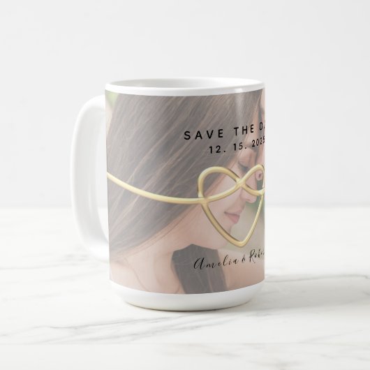 Mug Photo Mariage Enregistrer La Date (Devant gauche)