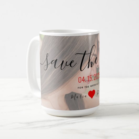 Mug Photo Mariage Enregistrer La Date Invitation (Devant gauche)