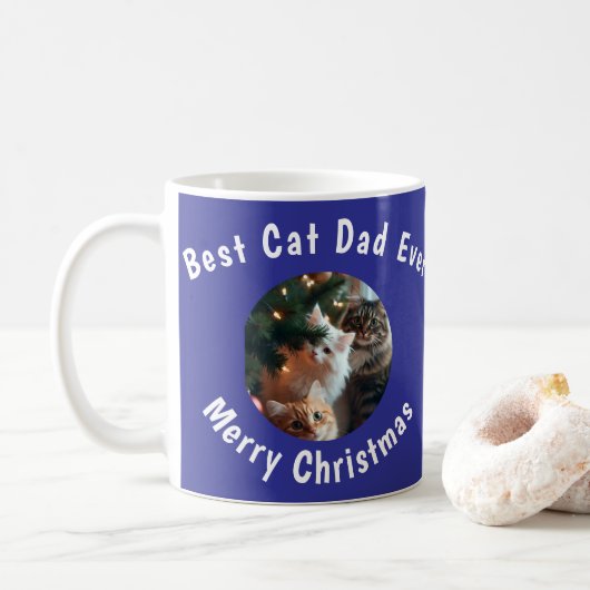 Mug Photo Meilleur Papa Chat Ever Nom de Compagnie Per (Avec donut)