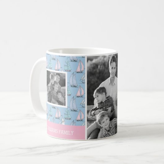 Mug Photo mignonne du voilier | avec le monogramme du (Devant gauche)