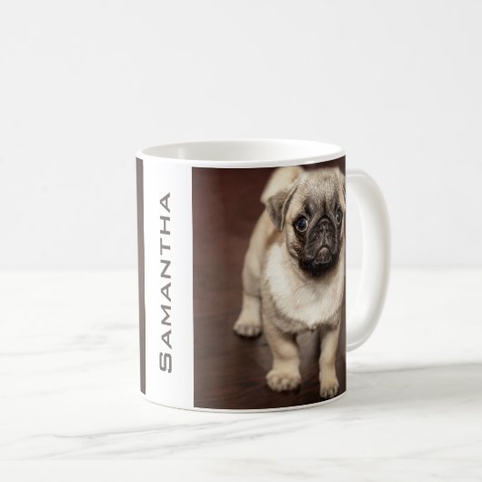 Mug Photo mignonne personnalisée de chiot de carlin (Devant droit)