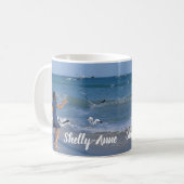 Mug Photo Moderne Blue Sea Beach Ajouter Votre Nom (Devant gauche)