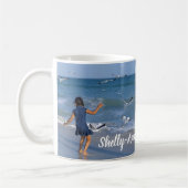 Mug Photo Moderne Blue Sea Beach Ajouter Votre Nom (Gauche)