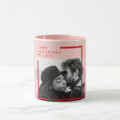 Mug Photo moderne | Cadeau de Valentines Rouge et Rose (Centre)