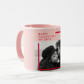 Mug Photo moderne | Cadeau de Valentines Rouge et Rose (Devant gauche)