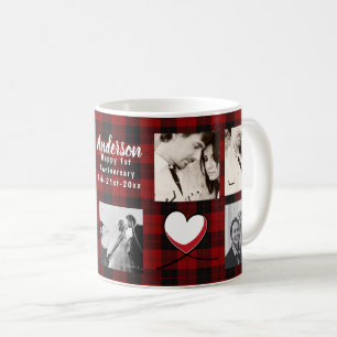 Mug PHOTO moderne COLLAGE Buffalo Plaid Love