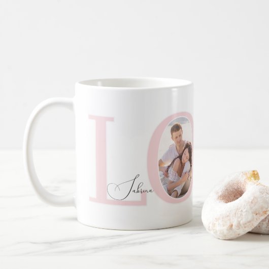 Mug Photo Moderne Et Design | Jour des Valentines de L (Avec donut)