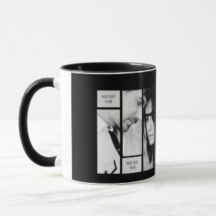 Mug photo moderne unique avec texte rose noir