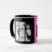 Mug photo moderne unique avec texte rose noir (Devant gauche)