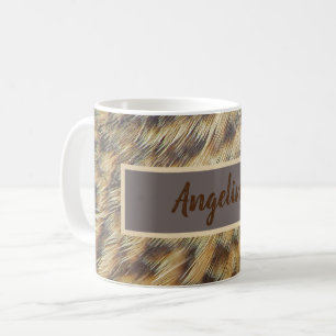 Mug Photo Motif animal Brown et plumes d'or